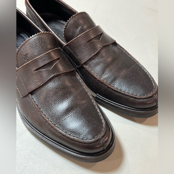Canali Size 8 Pebble Brown Penny Loafers Genuine Leather Made in Italy Shoe main image 7